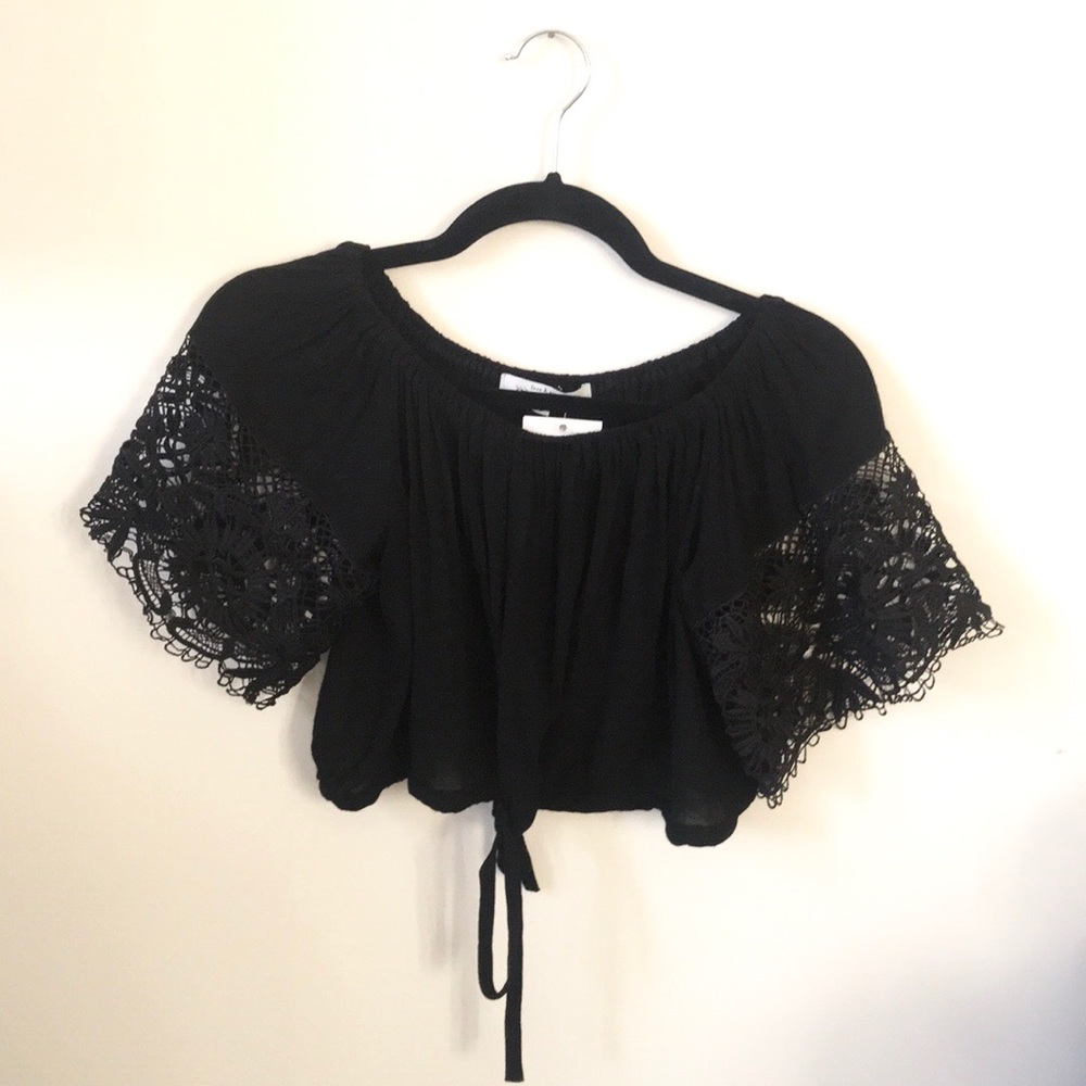 Black off the shoulder crop top